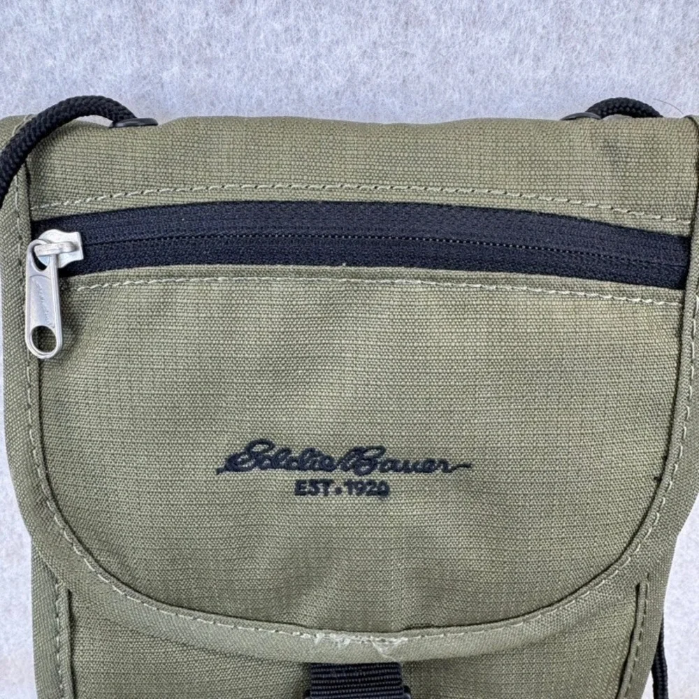 Eddie Bauer Olive Green Canvas Travel Crossbody Bag Wallet Passport Holder